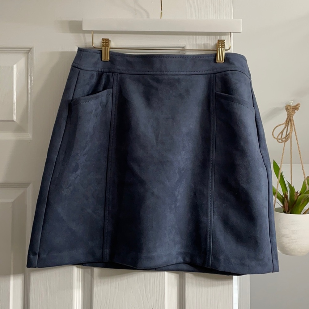 LOFT Slate Blue Suede Shift Skirt